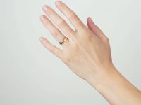 Edwardian 18ct Gold Three Leaf Clover Ring set with a Sapphire, Ruby & a Diamond