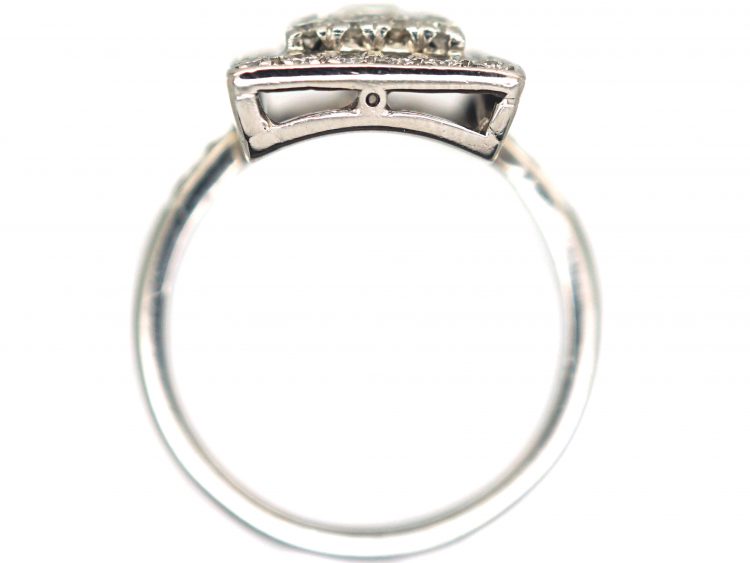 Retro Platinum & Diamond Rectangular Shaped Ring