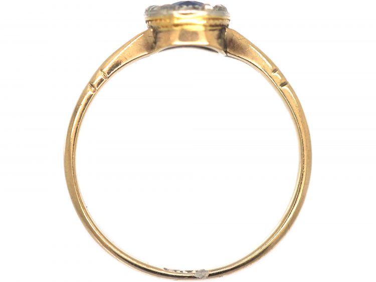 Edwardian 9ct Gold, Sapphire & Diamond Oval Cluster Ring