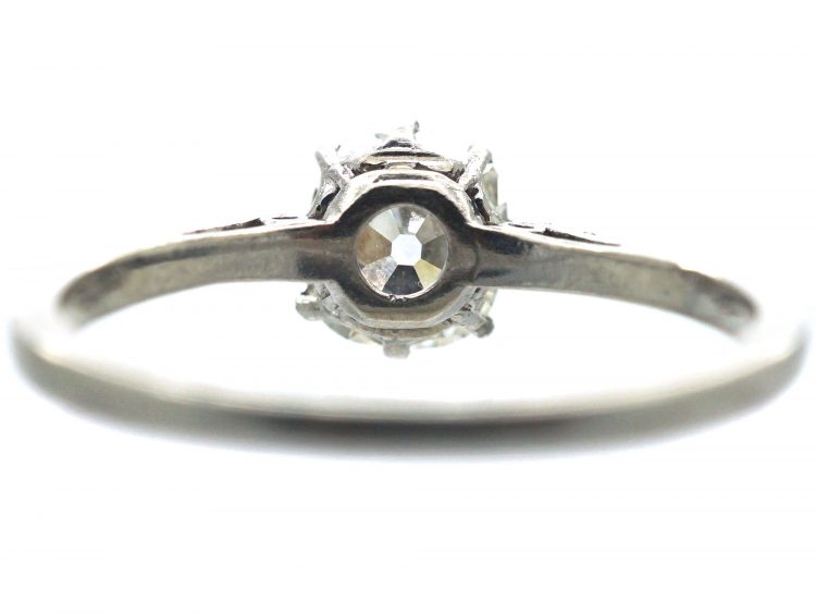 Art Deco Diamond Solitaire Ring with Diamond Set Shoulders