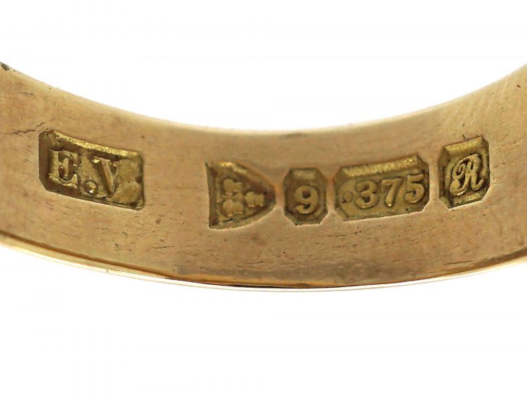 Edwardian 9ct Gold Keeper Ring with Hearts Motif