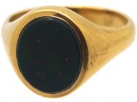 18ct Gold Signet Ring set with a Bloodstone