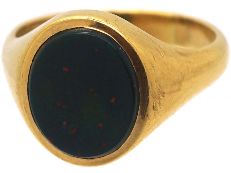 18ct Gold Signet Ring set with a Bloodstone