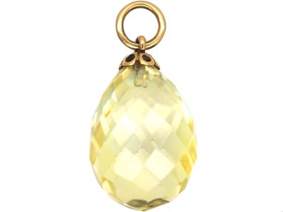 Edwardian Briolette Cut Citrine Pendant