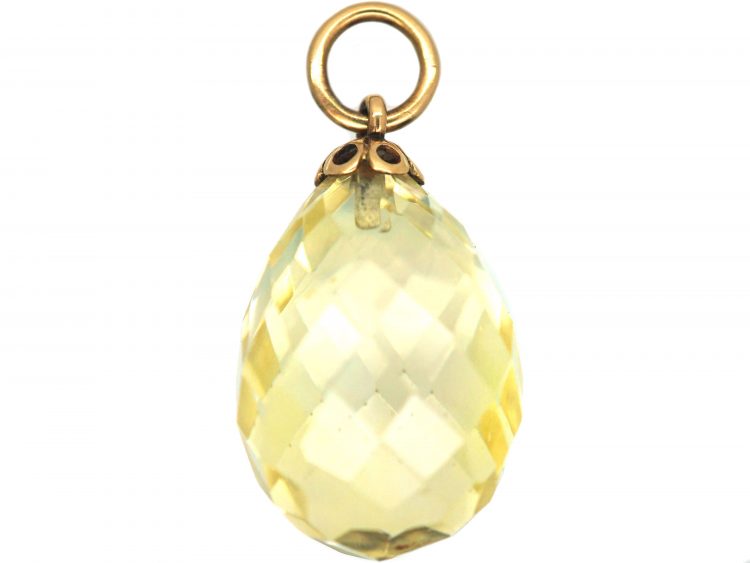 Edwardian Briolette Cut Citrine Pendant