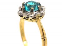 Art Deco 18ct Gold & Platinum, Zircon & Diamond Cluster Ring