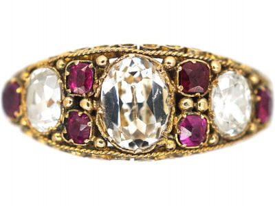 Early Victorian, 15ct Gold, Ruby & Rock Crystal Ring