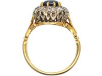 18ct Gold, Royal Blue Sapphire & Diamond Cluster Ring