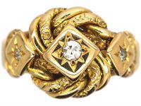 Edwardian 18ct Gold Knot Ring set with Three Diamonds