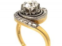 French Art Nouveau 18ct Gold & Platinum, Catherine Wheel Design Diamond Set Ring