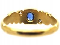 Edwardian 18ct Gold, Sapphire & Diamond Gypsy Scroll Design Ring