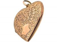 Large Edwardian 9ct Back & Front Heart Shaped Locket
