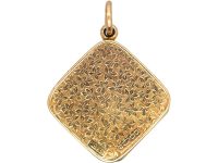 Art Deco 9ct Gold Diamond Shaped Locket with Ivy Leaf Detail