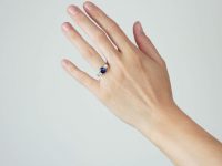 Art Deco 18ct White Gold, Sapphire & Diamond Three Stone Ring