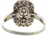 Art Deco 18ct White Gold Rectangular Shaped Ring set with Diamonds