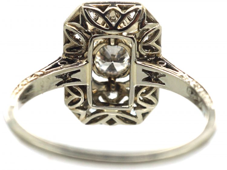 Art Deco 18ct White Gold Rectangular Shaped Ring set with Diamonds