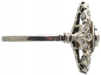 Art Deco Platinum, Sapphire & Diamond Target & Feather Style Ring