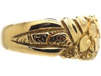 Edwardian 9ct Gold Keeper Ring with Hearts Motif