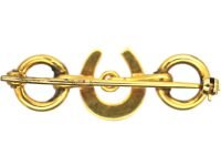 Victorian 18ct Gold Horseshoe and Bit Brooch set with Natural Split Pearls