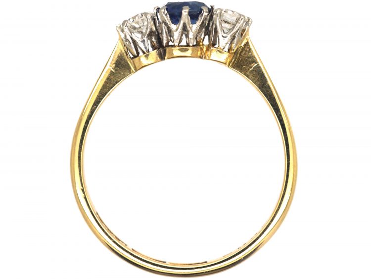Art Deco 18ct Gold & Platinum, Sapphire & Diamond Three Stone Ring