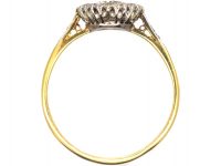 Edwardian 18ct Gold & Platinum Diamond Cluster Ring with Diamond Set Shoulders