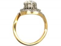 French Art Nouveau 18ct Gold & Platinum, Catherine Wheel Design Diamond Set Ring