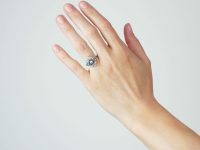 Art Deco Platinum, Sapphire & Diamond Target & Feather Style Ring