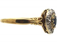 Victorian 18ct Gold Double Heart Ring set with a Ruby, Sapphire & Diamonds