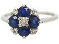 18ct White Gold, Sapphire & Diamond Cluster Ring