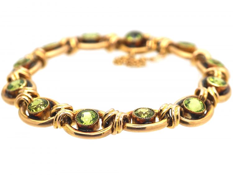 Edwardian 15ct Gold Bracelet set with Peridots