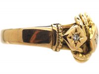 Edwardian 18ct Gold Knot Ring set with Three Diamonds