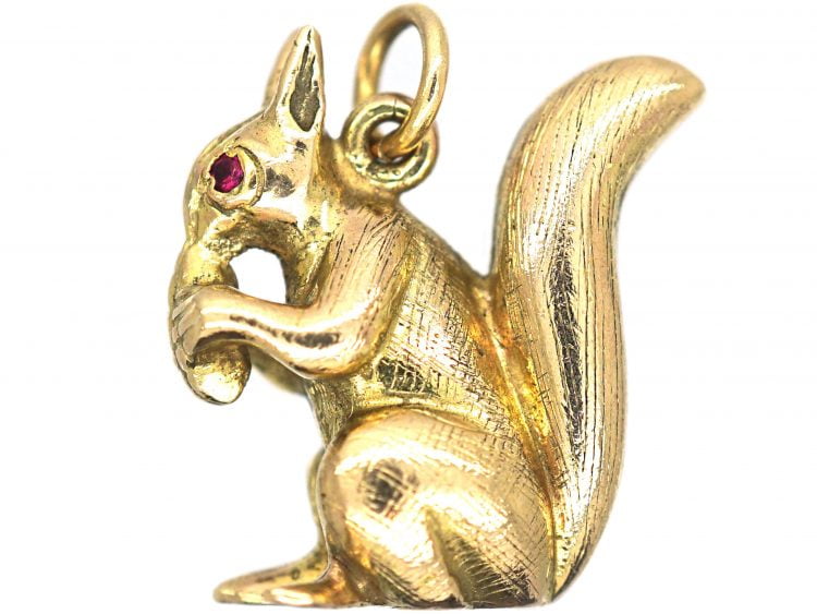 9ct Gold Squirrel Pendant with Ruby Eyes
