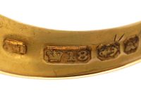 Edwardian 18ct Gold Three Leaf Clover Ring set with a Sapphire, Ruby & a Diamond