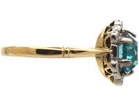 Art Deco 18ct Gold & Platinum, Zircon & Diamond Cluster Ring