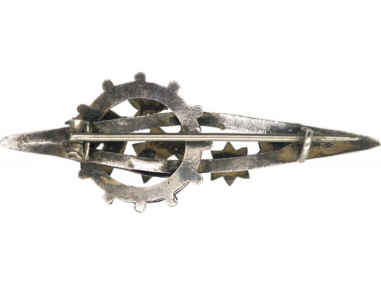Victorian Silver Swallow & Ivy Leaf Brooch