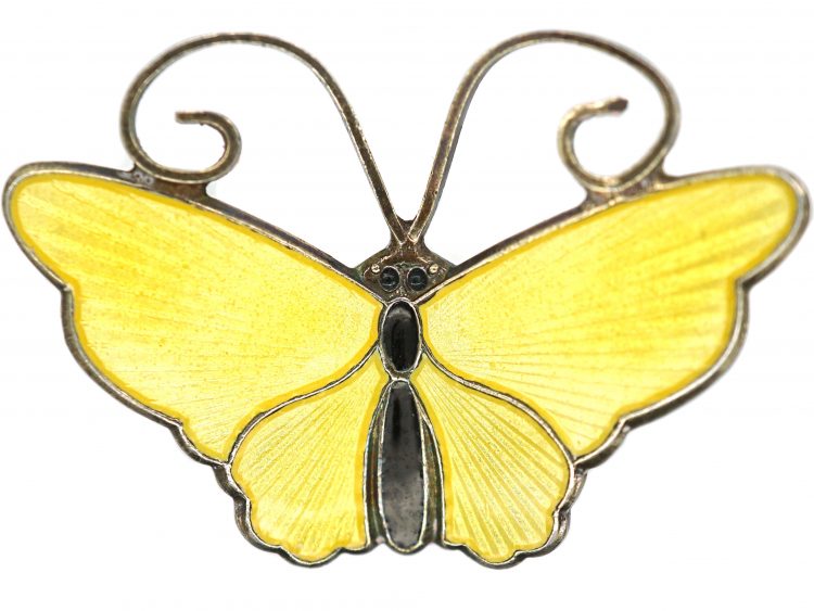 Silver & Yellow Enamel Butterfly by David Andersen