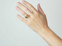 Victorian 18ct Gold Snake Ring with a Diamond in his Head