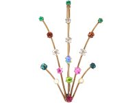 Edwardian 15ct Gold Harlequin Comet Brooch set with Different Gemstones