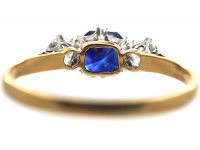 Art Deco 18ct Gold, Sapphire & Diamond Three Stone Ring