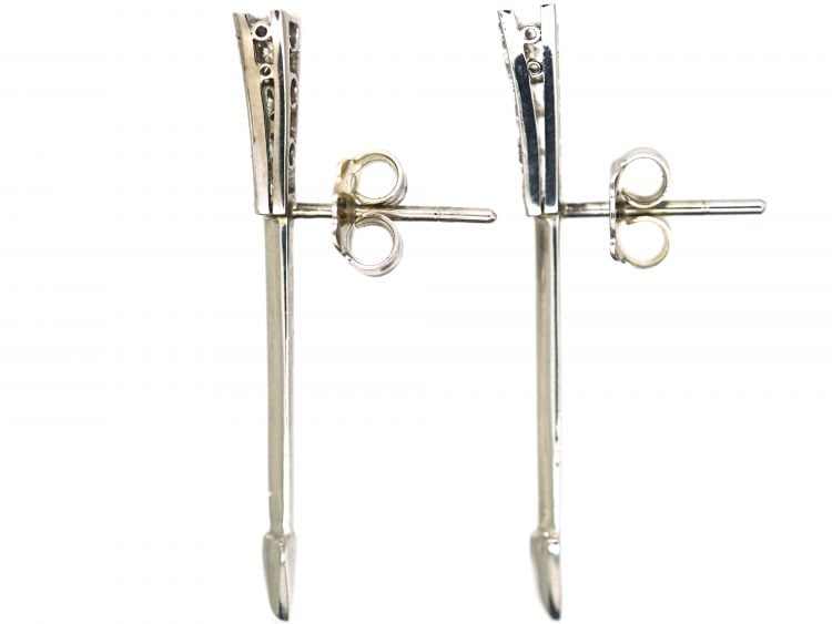 Art Deco 18ct White Gold & Platinum, Diamond Arrow Earrings