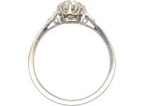 Art Deco Diamond Solitaire Ring with Diamond Set Shoulders