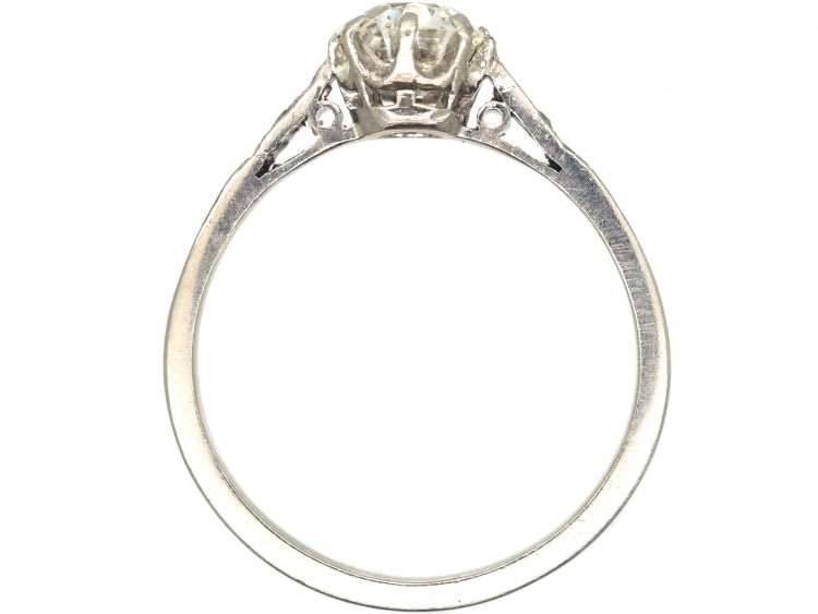 Art Deco Diamond Solitaire Ring with Diamond Set Shoulders