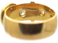 Edwardian 18ct Gold Buckle Ring Set With Diamonds