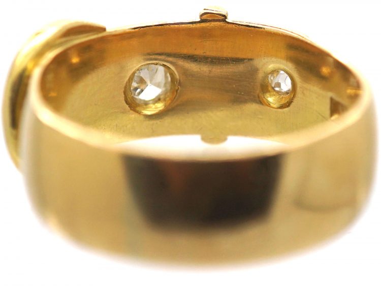 Edwardian 18ct Gold Buckle Ring Set With Diamonds