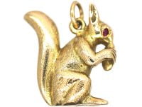 9ct Gold Squirrel Pendant with Ruby Eyes