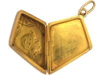 Art Nouveau Kite Shaped 18ct Gold Locket of a Lady