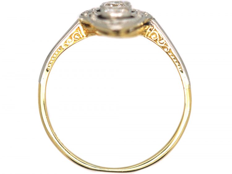 Art Deco 18ct Gold & Platinum, Diamond Navette Shaped Ring
