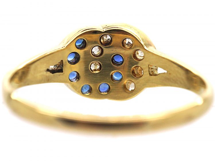 Edwardian 18ct Gold, Interlocking Circles Ring set with Sapphires & Diamonds