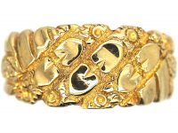 Edwardian 9ct Gold Keeper Ring with Hearts Motif