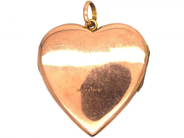 Large Edwardian 9ct Back & Front Heart Shaped Locket
